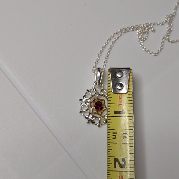 Two Tone Round Pendant Necklace 16.5 Inches Long - Picture 9 of 10